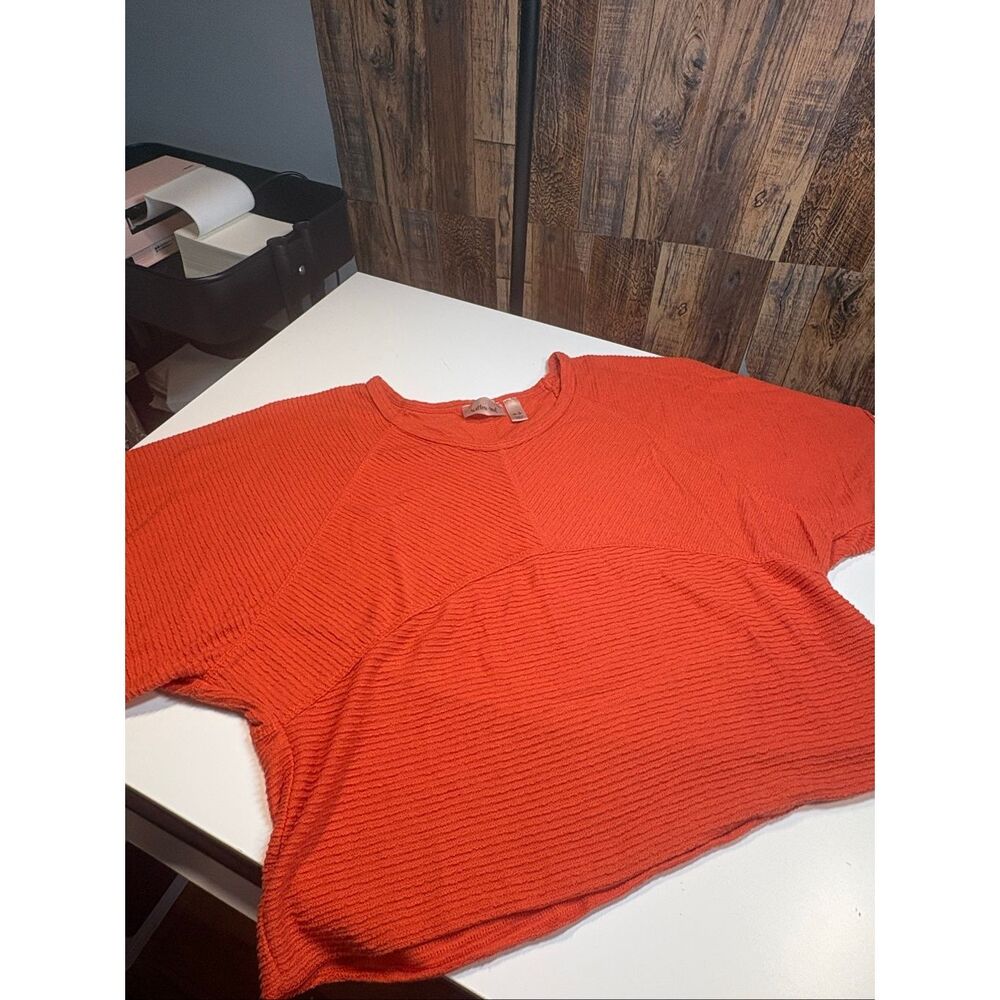 Willow Root Orange Textured Womens XS Pullover Top